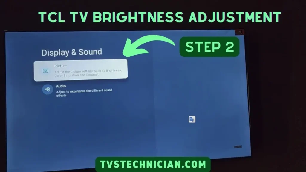 TCL TV Brightness Problems - Step 2 - Click on Picture